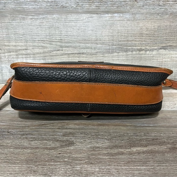 DOONEY & BOURKE Vintage Equestrian Leather Crossbody Purse Bag Black Tan - Picture 11 of 16